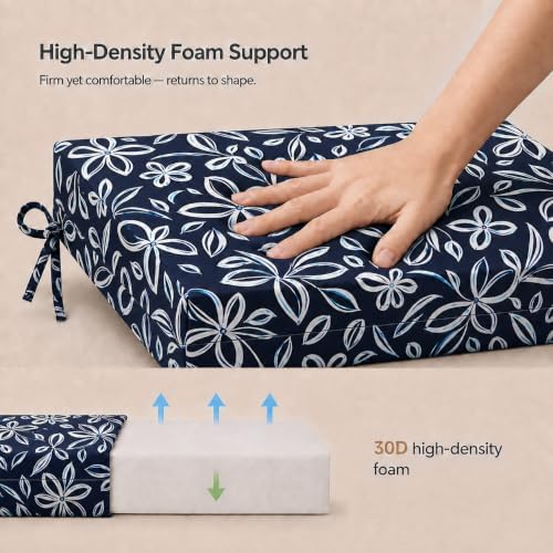 Outdoor Chair Cushions, Set of 4, 24"*24"*4", Water Resistant, Navy/White