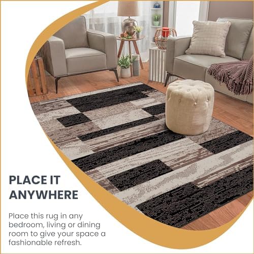 SUPERIOR Rockwood Modern Geometric Indoor Area Rug, 12'x18', A Chocolate