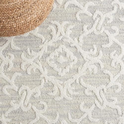 SAFAVIEH Blossom Collection Area Rug - 10' x 14', Grey & Ivory, Contemporary Design, Ideal for High Traffic Areas in Living Room, Bedroom & Dining Room (BLM104A-10)