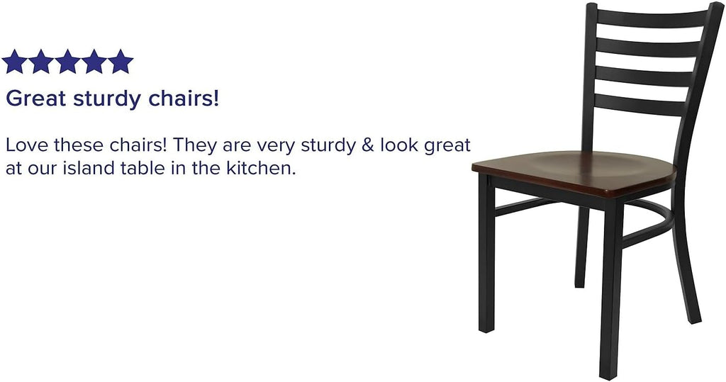 Flash Furniture Hercules Ladder Back Restaurant Chair, Mahogany, 2-Pack