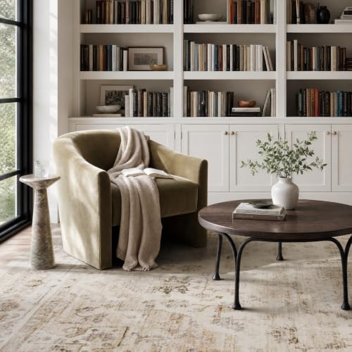 AMOAMI-3X5 Area Rug-Soft Washable Vintage Throw Accent Rugs for Living Room, Entryway, Bedroom, Kitchen, Bathroom, Laundry Room, Kitchen, Bathroom, Bedside, No Slip Beige