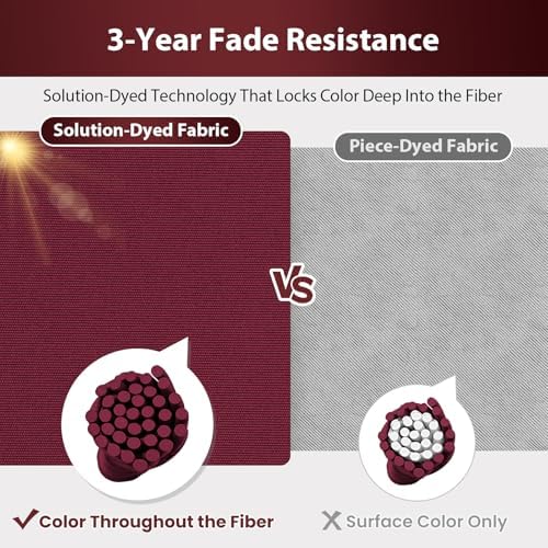 19x19 Outdoor Chair Cushions Set of 2, Tufted Wicker Patio Furniture Cushions, Thick Outdoor Seat Cushions for Lawn Chairs, Overstuffed and Water Resistant, Burgundy