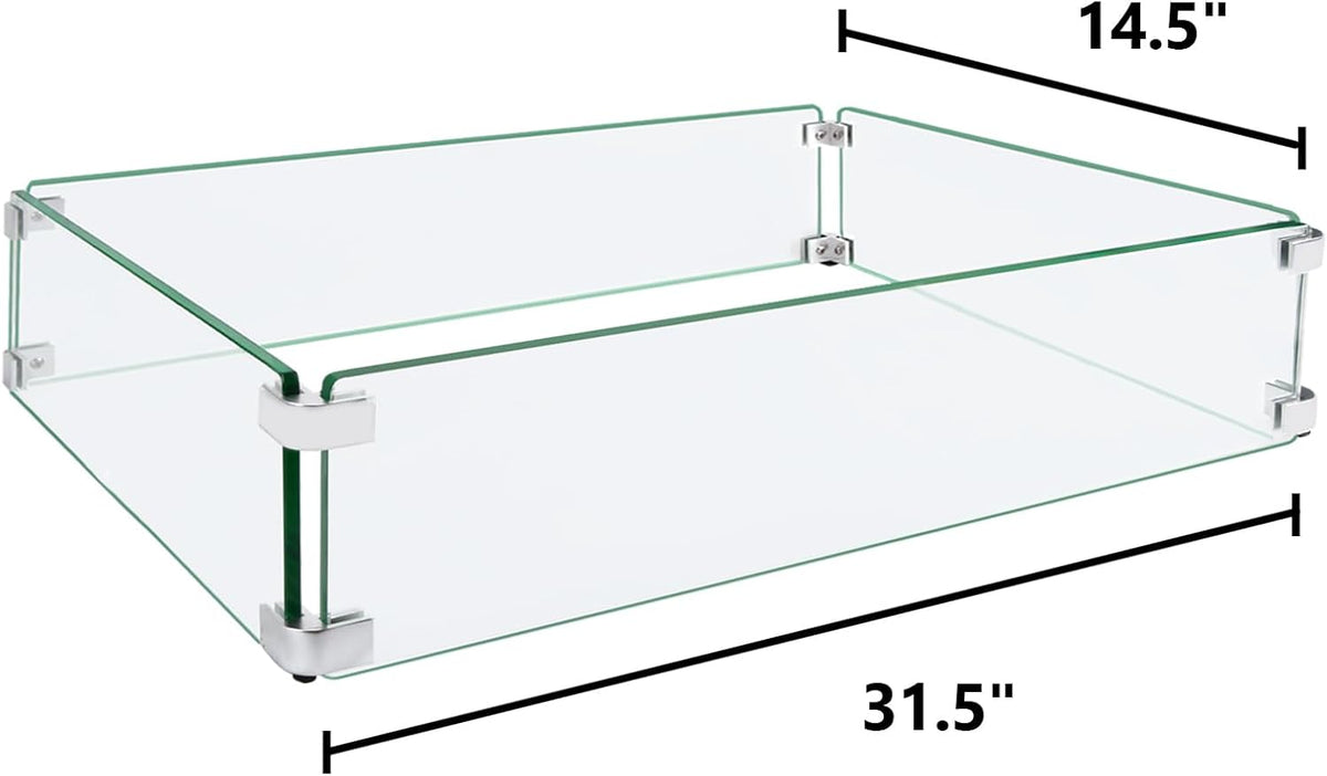Fire Pit Wind Guard, 31.5"x14.5"x6" Fire Pit Wind Guard Rectangle