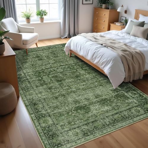 Zeeinx 4x6 Washable Area Rug for Living Room Bedroom Dining Room Green