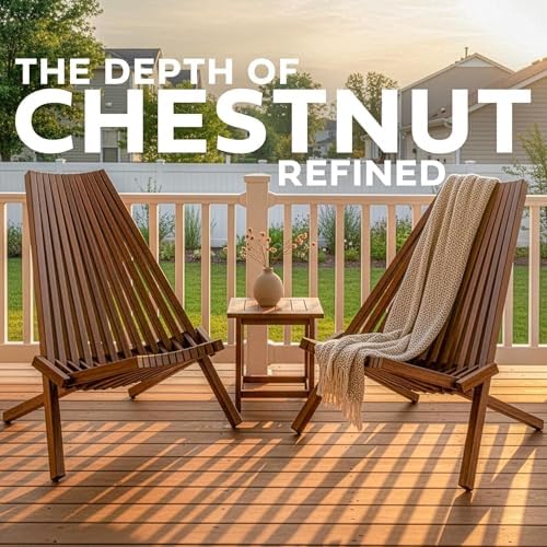 Melino 2-Pack Wooden Folding Tamarack Chair, Low Profile Outdoor Lounge
