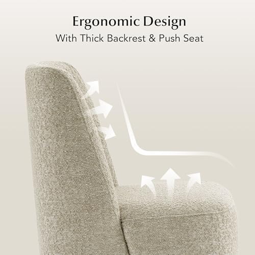 CHITA Upholstered Rolling Dining Chair on Casters Set of 4, Oatmeal