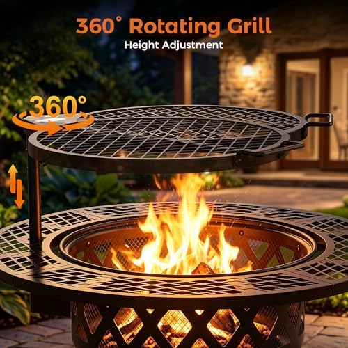32 Inch Outdoor Fire Pits for Outside Wood Burning Fire Pit for Outdoor