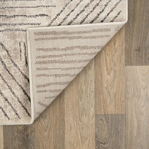 Rugshop Modern High-Low Patchwork Geometric Area Rug Cream 7'10" x 10'