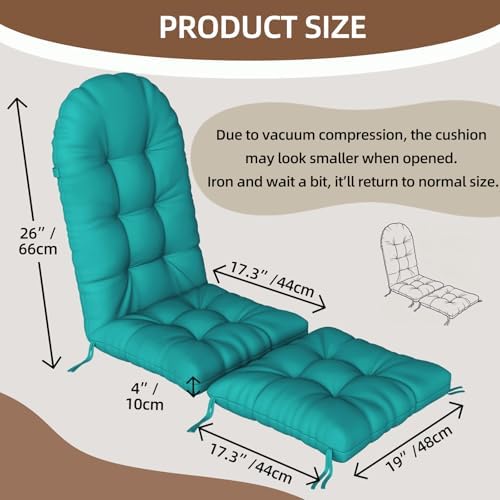 Outdoor Adirondack Chair Cushion 44x19x4 Inch, Lake Blue