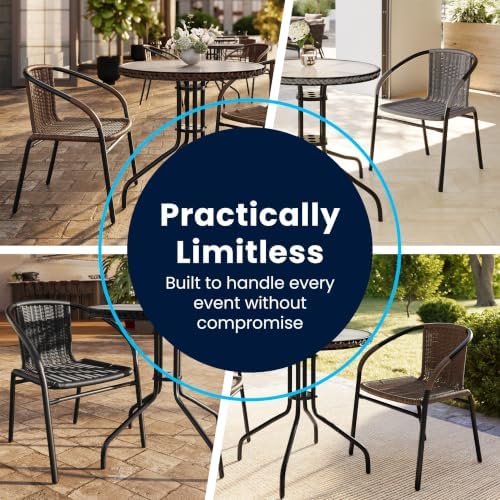 Flash Furniture 28 in Tempered Glass Round Table with 2 Chairs, Gray