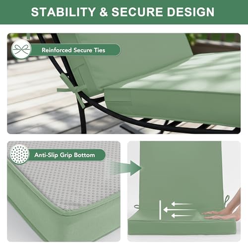 Summsun Patio Dining Chair Cushions 4-Pack, 20 x 20 Inch, Sage Green