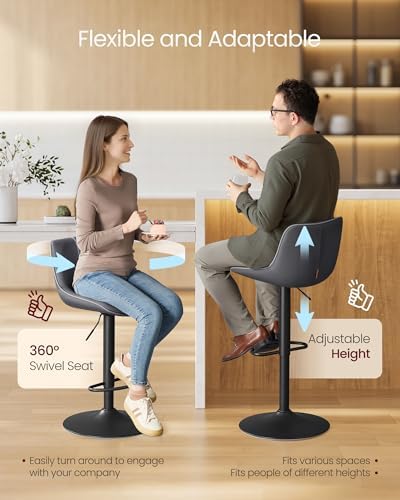 VASAGLE Bar Stools Set of 2, Swivel, Adjustable Height, Spliced Design