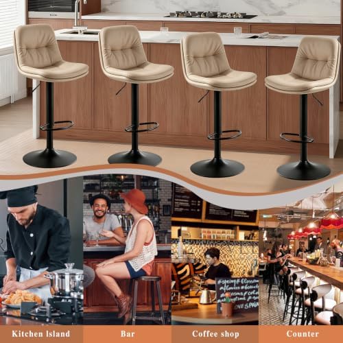 Bar Stools Set of 4 Swivel Adjustable Bar Chairs Counter Height