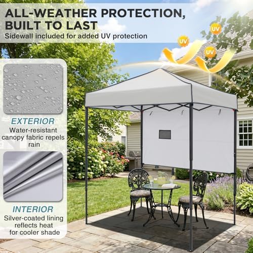 EAGLE PEAK 6x4 Instant Pop Up Canopy Tent with 1 Half Wall, Gray