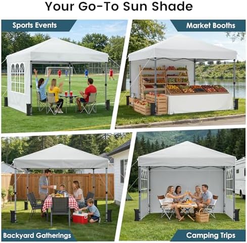 Raynesys 10x10ft Pop Up Canopy Tent with Sidewalls for Events, Parties