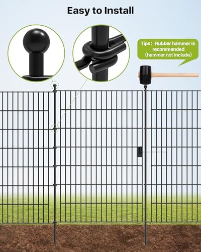 Garden Fence Animal Barrier with Gate 40in(H) x23ft(L)