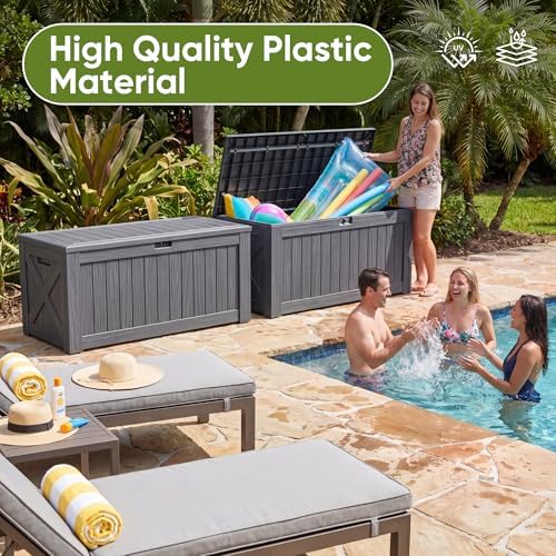 Flamaker Resin Deck Box 120 Gallon Waterproof Large Outdoor Storage Box