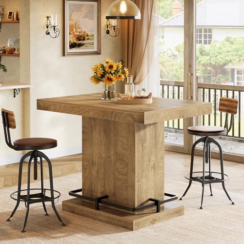 Tribesigns 47" Bar Table, Industrial Bistro Pub Table with Metal Footrest, Rectangular Counter Height Table for Small Bar, Dining Coffee Cocktail Living Room