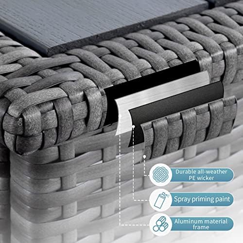 NICESOUL 29.3" High-Back Modern Luxury Patio Armless Sofa, 2-Piece Outdoor Furniture Wide Deep Seat, All-Weather Wicker Modular Sectional Seating for Backyard, Deck, Porch, Dark Grey