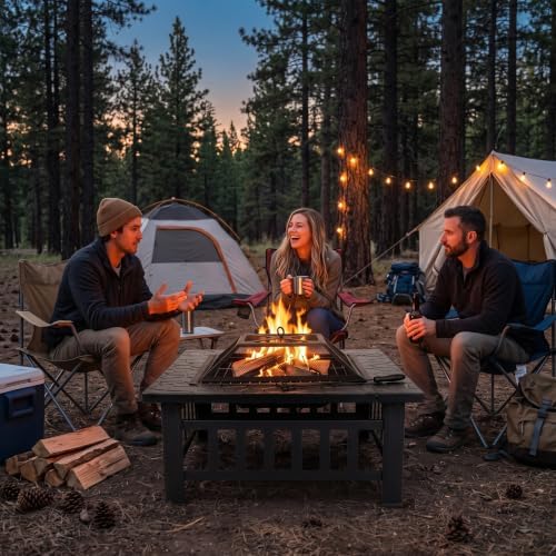 ZENY 32 inch Outdoor Fire Pit with Grill