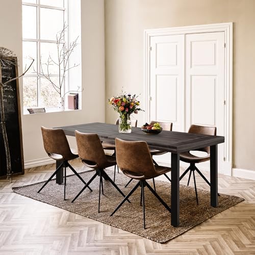 Flamaker Outdoor Acacia Wood Dining Table for 6, Deep Brown