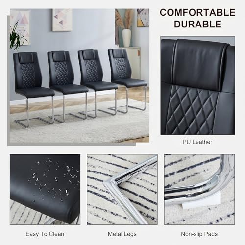 gopop Dining Table Set for 6, Modern Kitchen Table Chairs Set of 6, 7-Piece