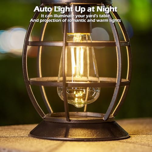 LeiDrail Solar Lanterns Outdoor, Hanging Metal Lights, Dual LED, 4 Pack