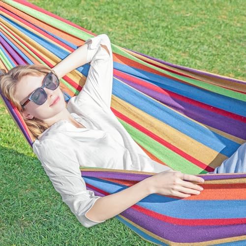 GAFETE Double Hammocks with Stand for Outside, Max 600lbs, (Classic Red)