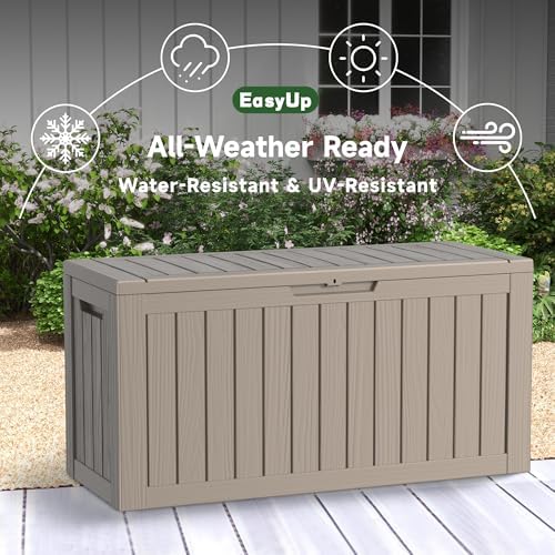 EasyUp 150 Gal Deck Box Waterproof Outdoor Storage Box Gray
