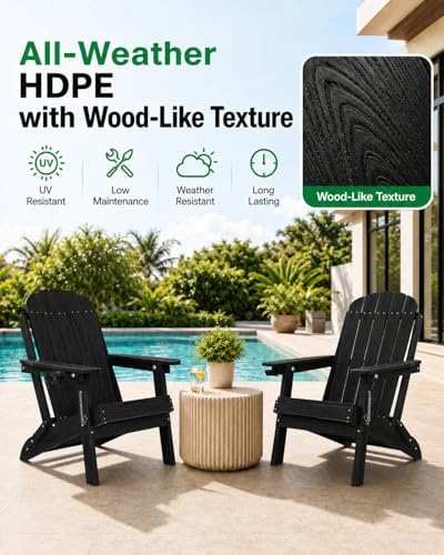 YEFU Adirondack Chairs Set of 2 for Outdoor: Folding Adirondack Chair