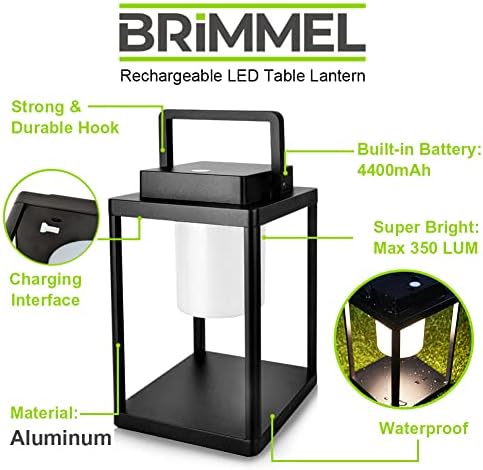 Outdoor Table Lamp, Cordless Rechargeable LED Lanterns for Patio