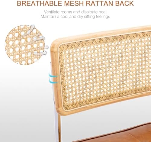Zesthouse Natural Rattan Dining Chairs Set of 2, Modern Cesca Kitchen Chair