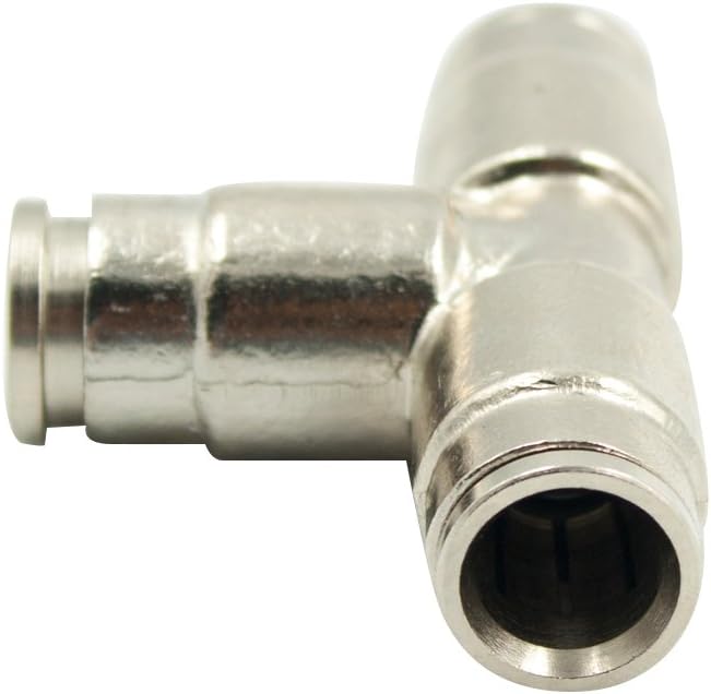 10pcs Nickel Plated Brass Push to Connect Fitting for High Pressure Mist Cooling System, Misting Tee Slip Lock, 3/8" Tube OD