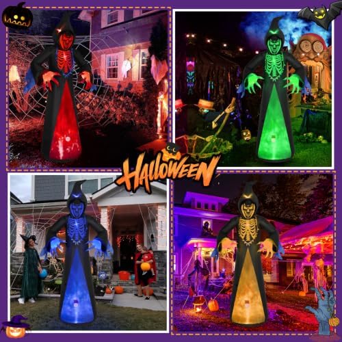 Elegear 12FT Grim Reaper Skeleton Halloween Inflatable Blow Up Decorations