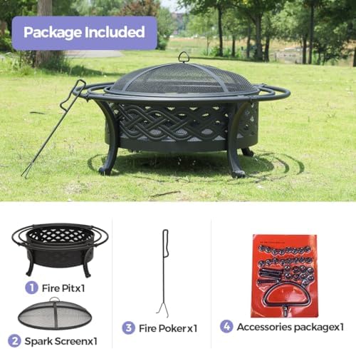 panovue 36 inch outdoor fire pit with 2, view 9