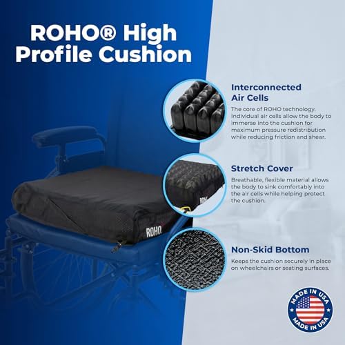 Roho High Profile Air Cell Wheelchair Cushion 18-19" x 16-17", Standard Cover