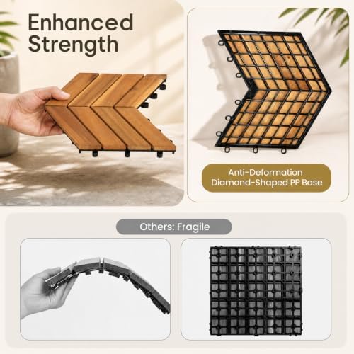 goplus 30-pack acacia wood interlocking deck tiles (30, front angle view