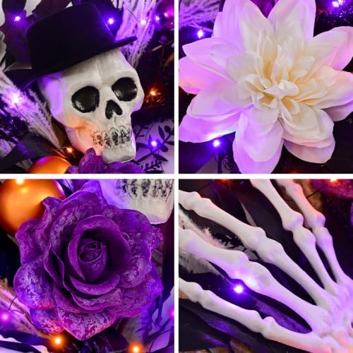 Waipfaru 24 Inch Halloween Wreath for Front Door, Halloween Door Wreath