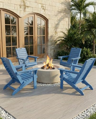 Adjustable Adirondack Chair,Outdoor Fire Pit Chair，NavyBlue