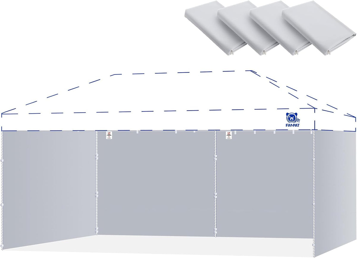 FANPAT 10x20ft Sidewalls for Canopy,Durable Gray (4Pcs Sidewalls Only)