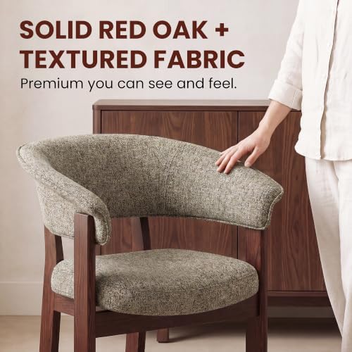 COLAMY Fully Assembled Upholstered Dining Chair Set of 4,Solid Red Oak Wood Kitchen Side Chair, No Assembly Required Modern Farmhouse Dining Room Accent Seating, Single Pack,Walnut,Brown