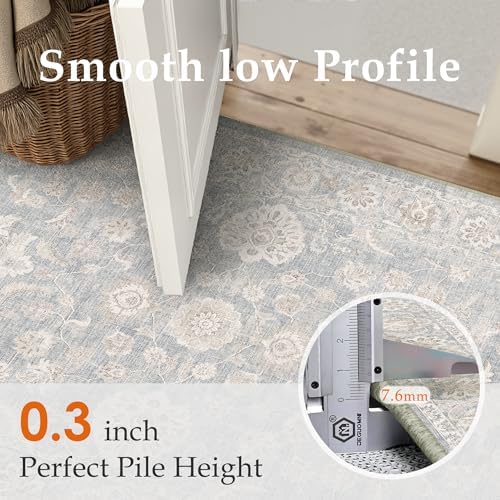8x10 Blue Cream Neutral Area Rug