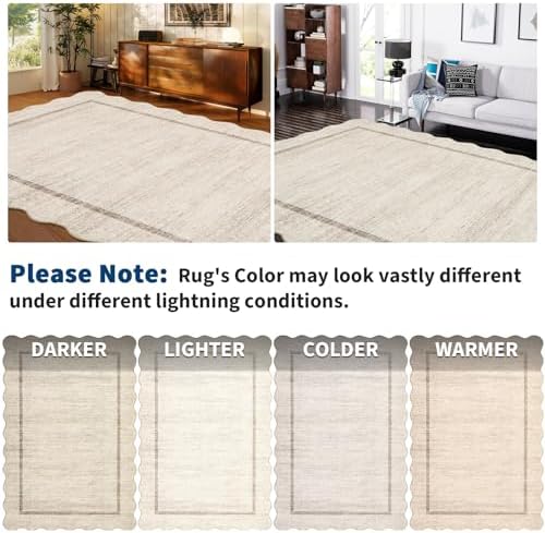 GarveeHome Scalloped Washable Kitchen Runner Rug 2x8 Non Slip Beige