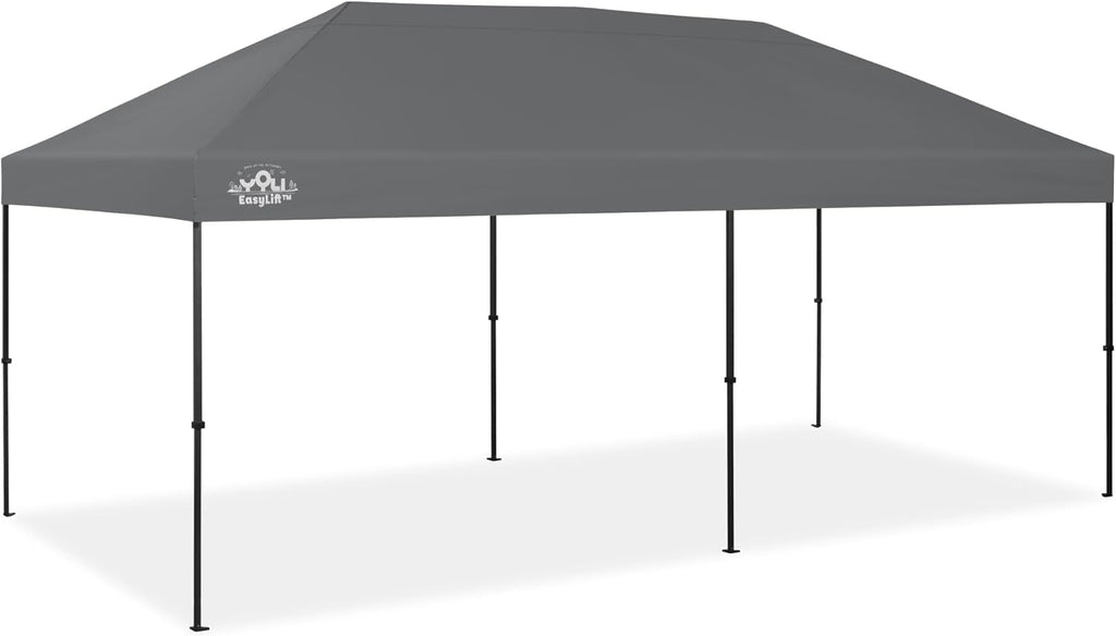 YOLI Fortitude EasyLift 200 Instant Pop-Up Canopy, 10x20 Heavy Duty Pavilion with EasyLift Tech & Heat Reflective Top – Gray