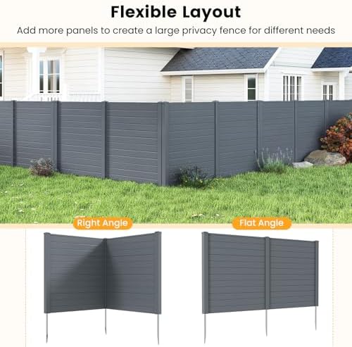 GIANTEX No-Dig Air Conditioner Fence, 2 Panels, 48''W x 48''H, Gray