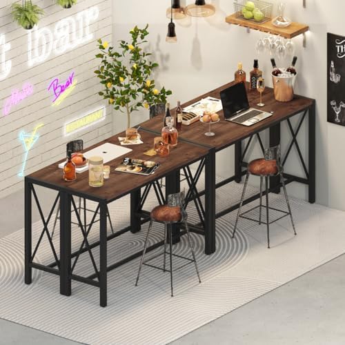 BON AUGURE Bar Table, 55 in Counter Height Pub Tables, Rectangular Tall Behind Couch Sofa Table, High Top Wood Console Tables for Home, Living Room, Kitchen (Rustic Oak, 36.6)