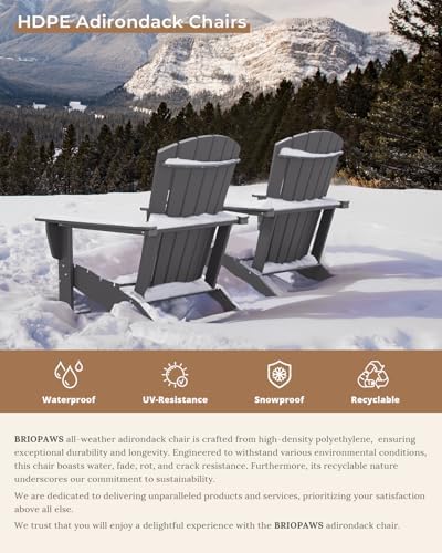 BRIOPAWS Oversized-Adirondack-Chairs-Set-of-6 | HDPE | All Weather | Grey