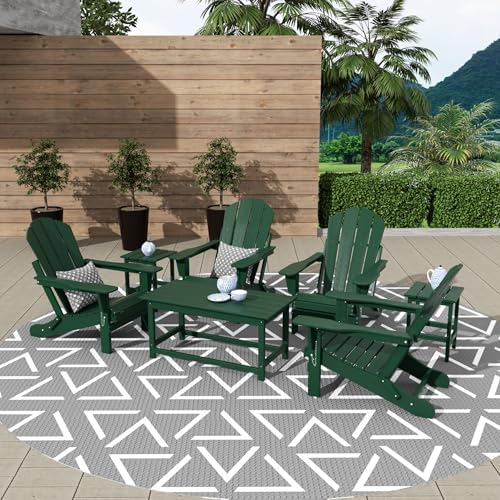 WestinTrends Malibu 3-Piece Set Outdoor Coffee and Side Table for Adirondack Chair, Dark Green