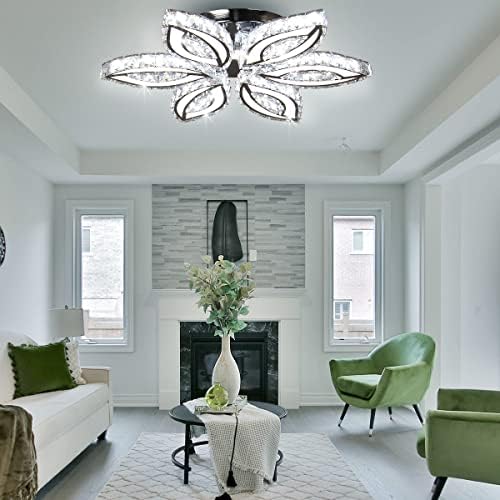 CLAIRDAI 20" Dimmable Crystal Flower Chandelier Ceiling Light