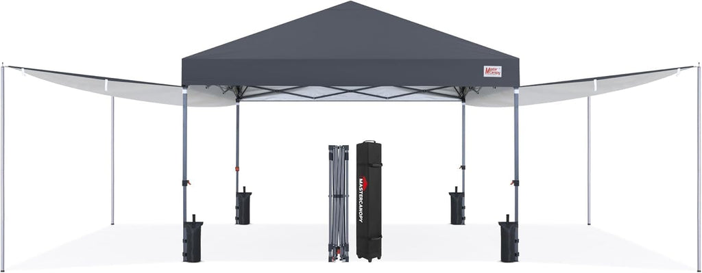 MASTERCANOPY 10x10 Pop Up Canopy Tent with 2 Shelters，230 Sq ft Drak Grey